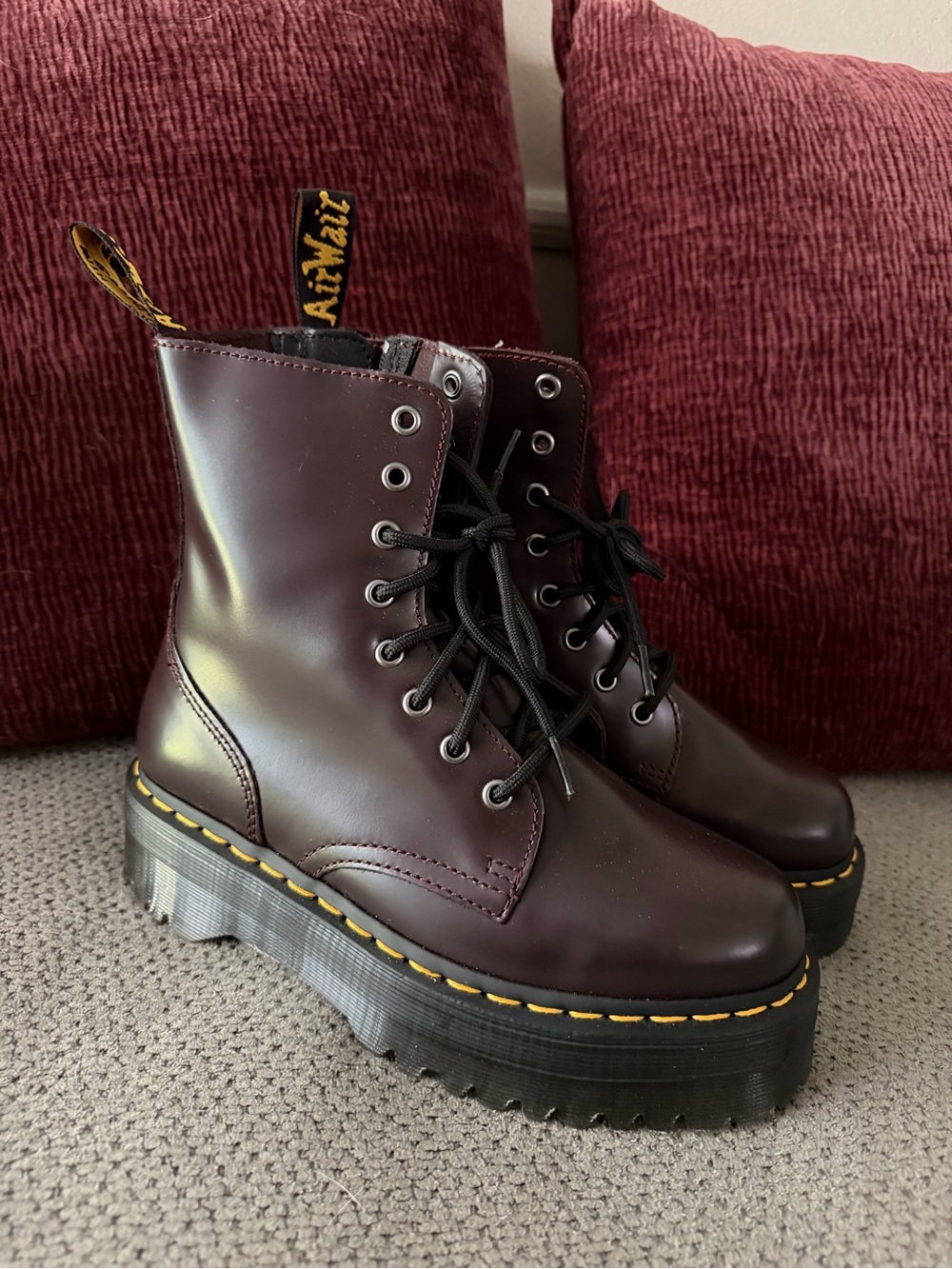 Dr. Martens Platform Combat Boots - Oxblood